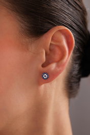 Heliophilia Silver Pendientes de Plata de Ley 925 en Azul Oscuro